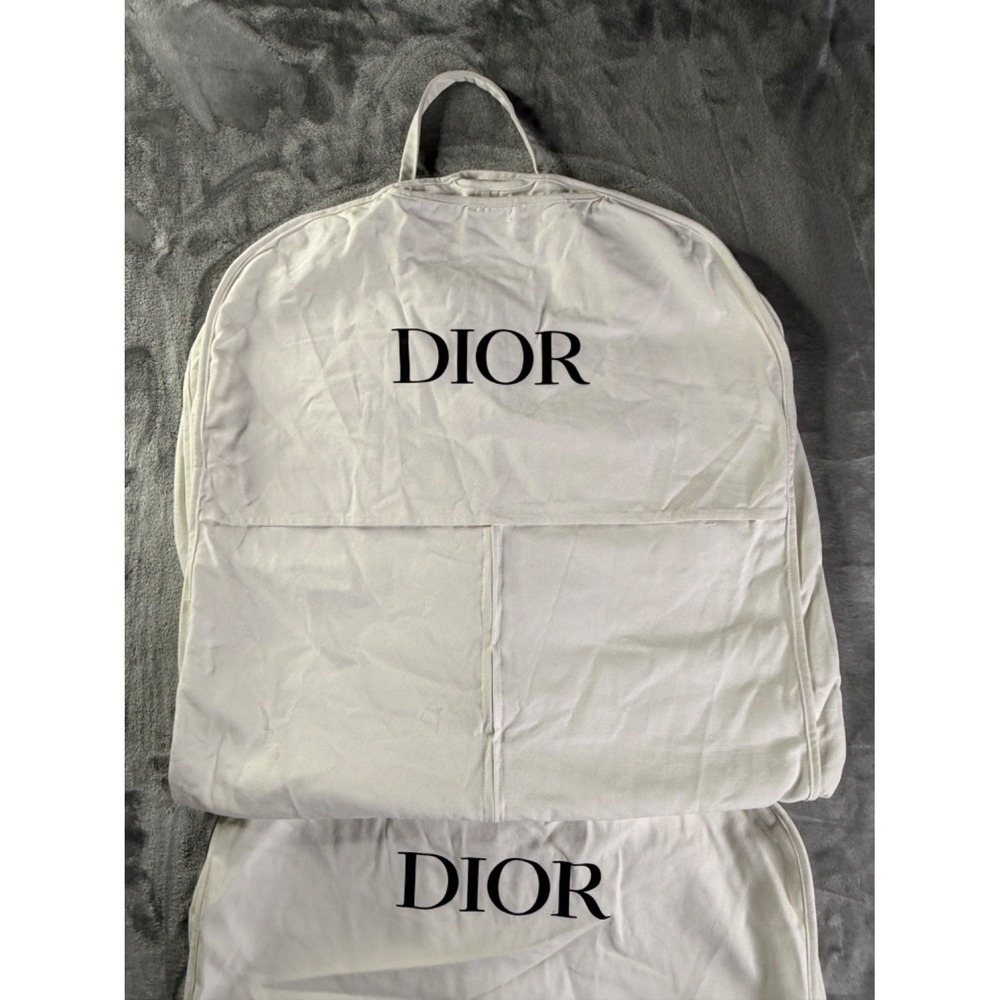 Dior Garment Bag White Canvas Suit Cover Travel Storage Zip Logo 37x26 - Picture 8 of 9